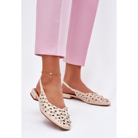 Inna Dekorerad platt -beeed ballerinas beige 2