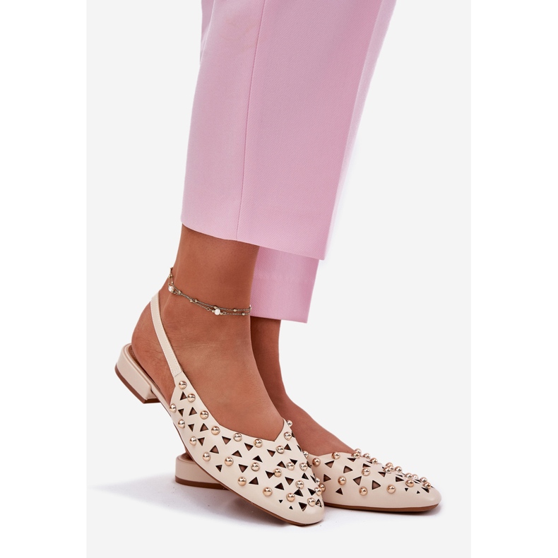 Inna Dekorerad platt -beeed ballerinas beige 1