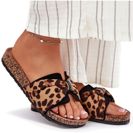 Inna Kvinnors flip flops på Cork Platform Leopard brun 7