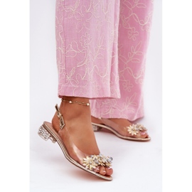 S.Barski Transparent lågklackade sandaler med MR51-709 dekoration gyllene 2