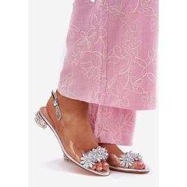 S.Barski Transparenta lågklackade sandaler med MR51-709 silverdekoration 1