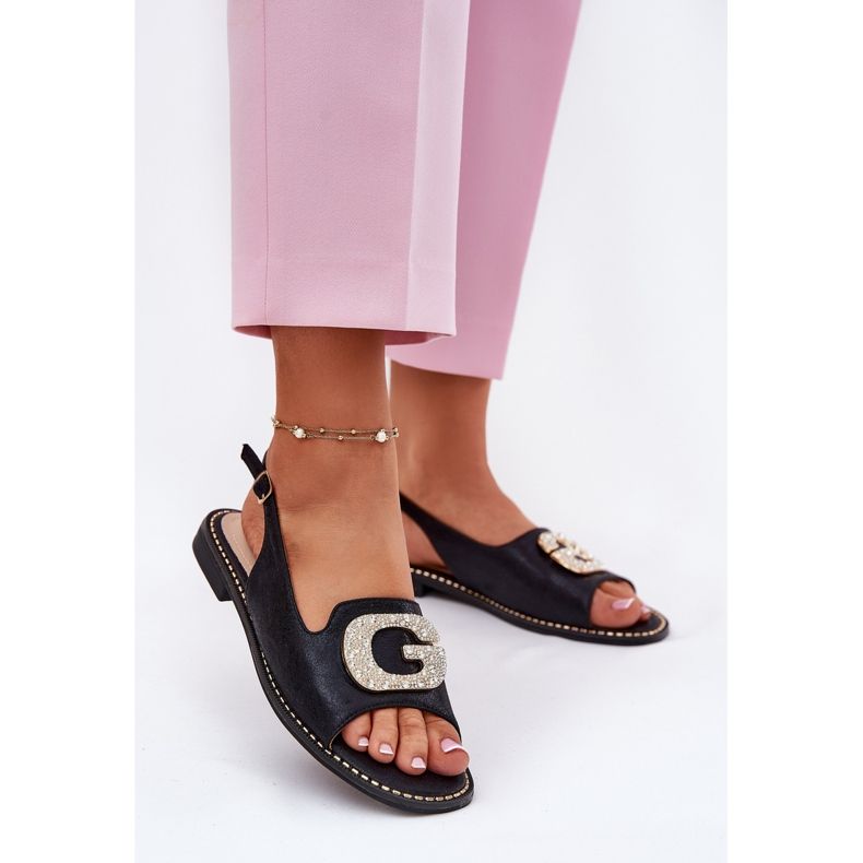 S.Barski Kvinnors sandaler med en dekorativ detalj S. Barski KV51-081 svart 2