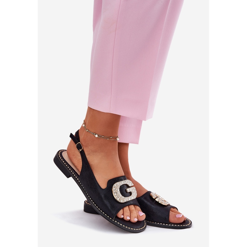 S.Barski Kvinnors sandaler med en dekorativ detalj S. Barski KV51-081 svart 1