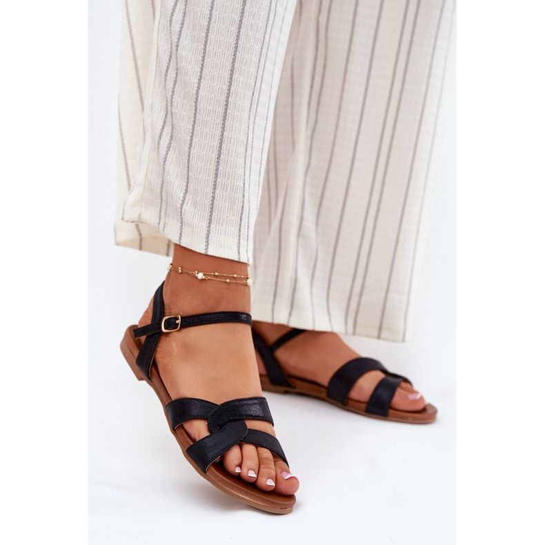 S.Barski Platta glansiga kvinnors sandaler S. Barski KV51-022 Svart 2