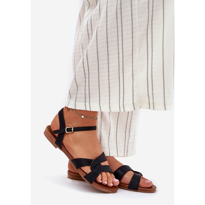 S.Barski Platta glansiga kvinnors sandaler S. Barski KV51-022 Svart 1