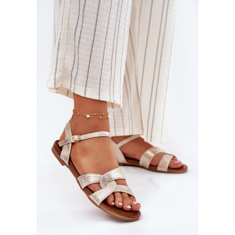 S.Barski Platta glansiga kvinnors sandaler S. Barski KV51-022 Guld gyllene 2