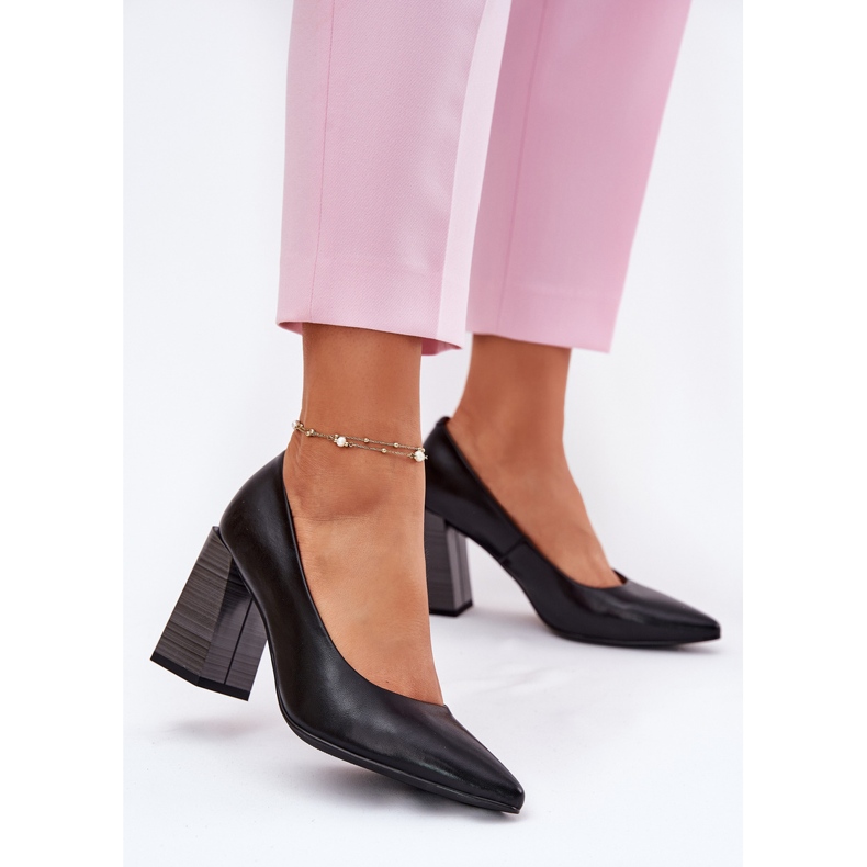 EVento Läderpumpar på högklackat svart 2