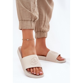 EVento Lätt kvinnors tofflor med dekorativ pressande beige 2