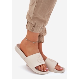 EVento Lätt kvinnors tofflor med dekorativ pressande beige 1