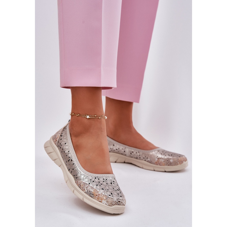 EVento Läder openwork lätt ballerinas gyllene ballerinas 2