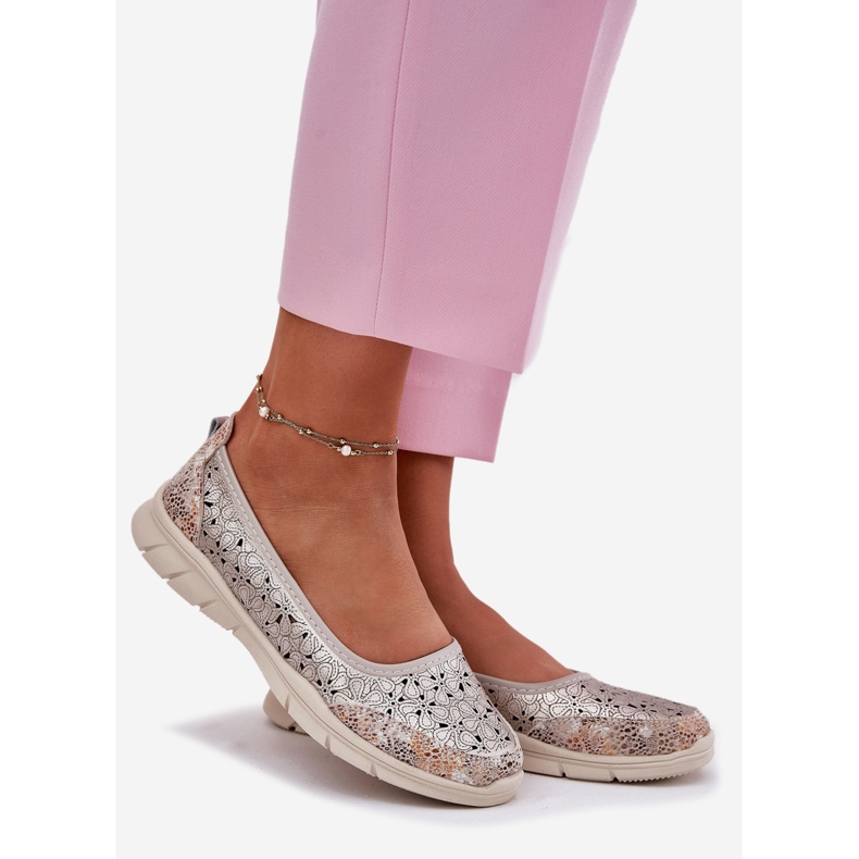 EVento Läder openwork lätt ballerinas gyllene ballerinas 1