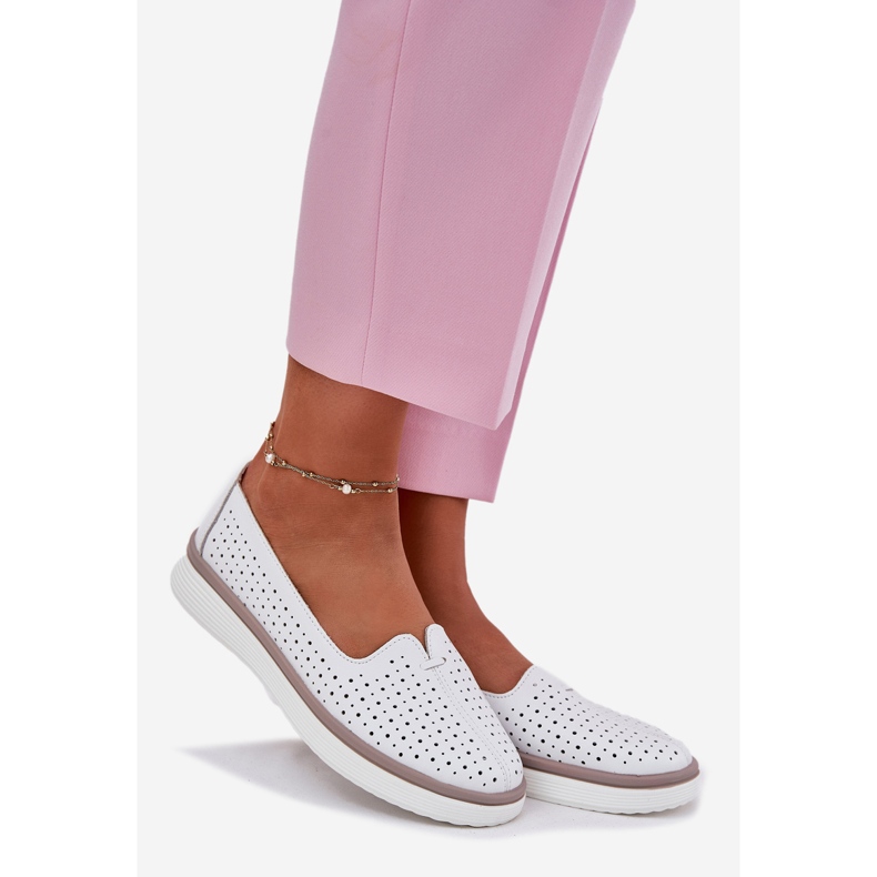 EVento Kvinnors öppna läderskor vita 1