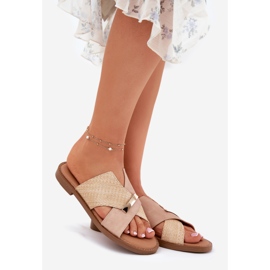 Kvinnors platta klackar med en dekorativ Vinceza 17385 Beige 1