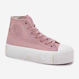 Kvinnors sneakers på plattformen Big Star RR274739 Pink rosa 4