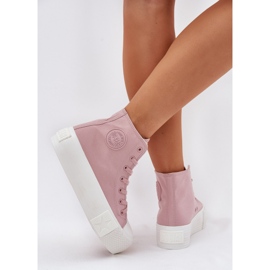 Kvinnors sneakers på plattformen Big Star RR274739 Pink rosa 5