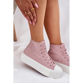 Kvinnors sneakers på plattformen Big Star RR274739 Pink rosa 7