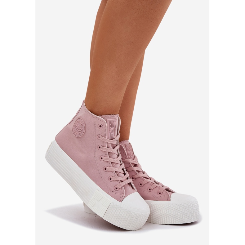 Kvinnors sneakers på plattformen Big Star RR274739 Pink rosa 1