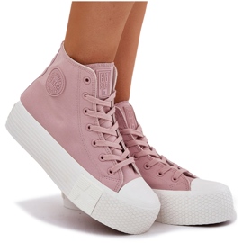 Kvinnors sneakers på plattformen Big Star RR274739 Pink rosa 8
