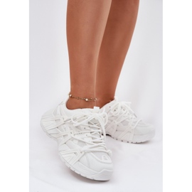 Kvinnors sneakers med dubbel snörning vit 2