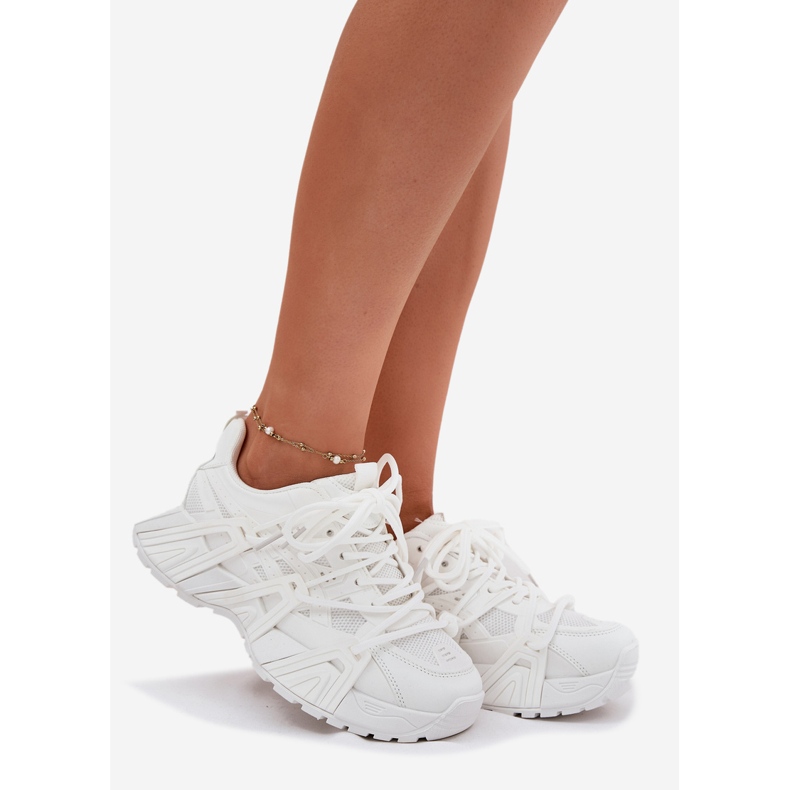 Kvinnors sneakers med dubbel snörning vit 1