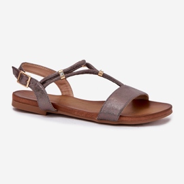 S.Barski Kvinnors platta sandaler med S. Barski KV51-120 grafitband silver- 4
