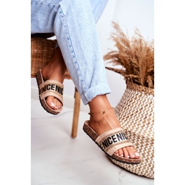 EVento Dam BeNice Beige flip -flops på kork med strass 3