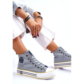 Kvinnors höga material sneakers på Big Star LL274188 Platform ljusblå 5