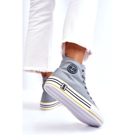 Kvinnors höga material sneakers på Big Star LL274188 Platform ljusblå 2