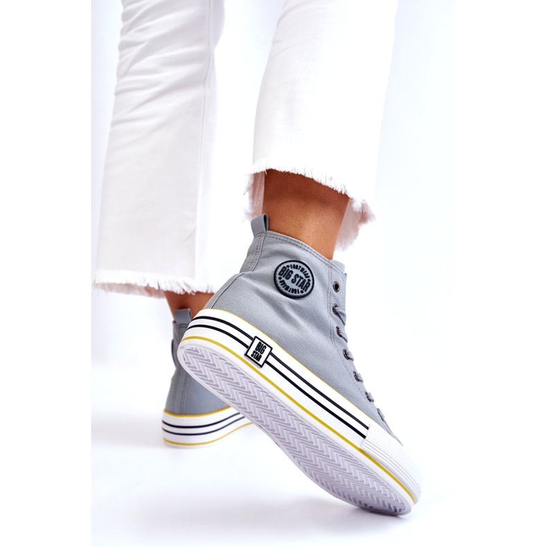 Kvinnors höga material sneakers på Big Star LL274188 Platform ljusblå 2