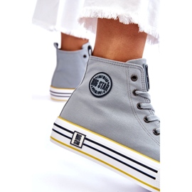 Kvinnors höga material sneakers på Big Star LL274188 Platform ljusblå 3