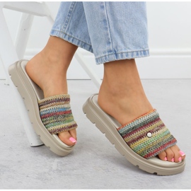 Kvinnors läderflip flops på plattformen Multikolor Helios 156.731 mångfärgad 4
