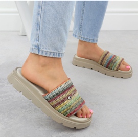 Kvinnors läderflip flops på plattformen Multikolor Helios 156.731 mångfärgad 5