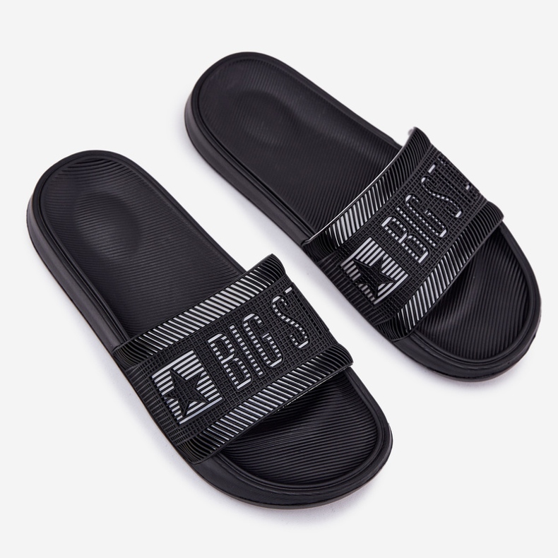 Herrens Big Star RR174A053 svarta tofflor 2