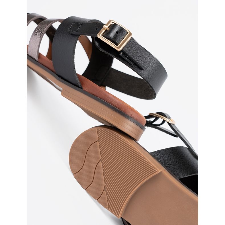 Svarta sandaler Sergio Leone med silverband 1