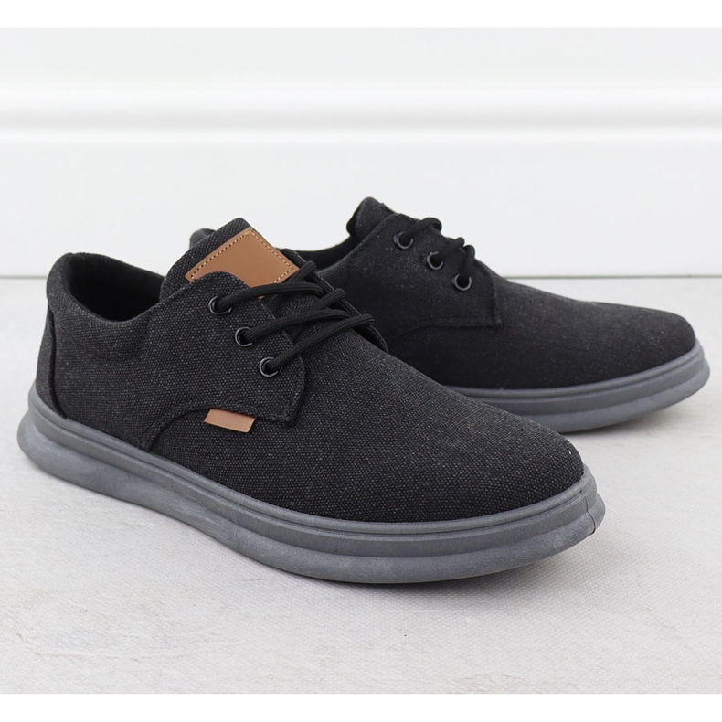 Mäns casual skor textil svart nowacki 1059-h 1