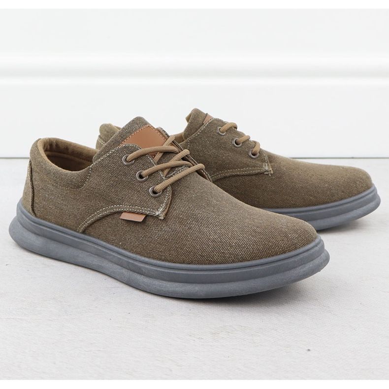 Mäns casual skor textil Brown Nowacki 1059-H beige 1
