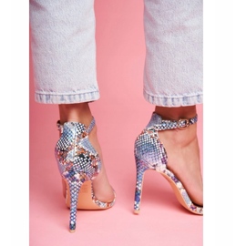 Kvinnors sandaler på hälen blå 3