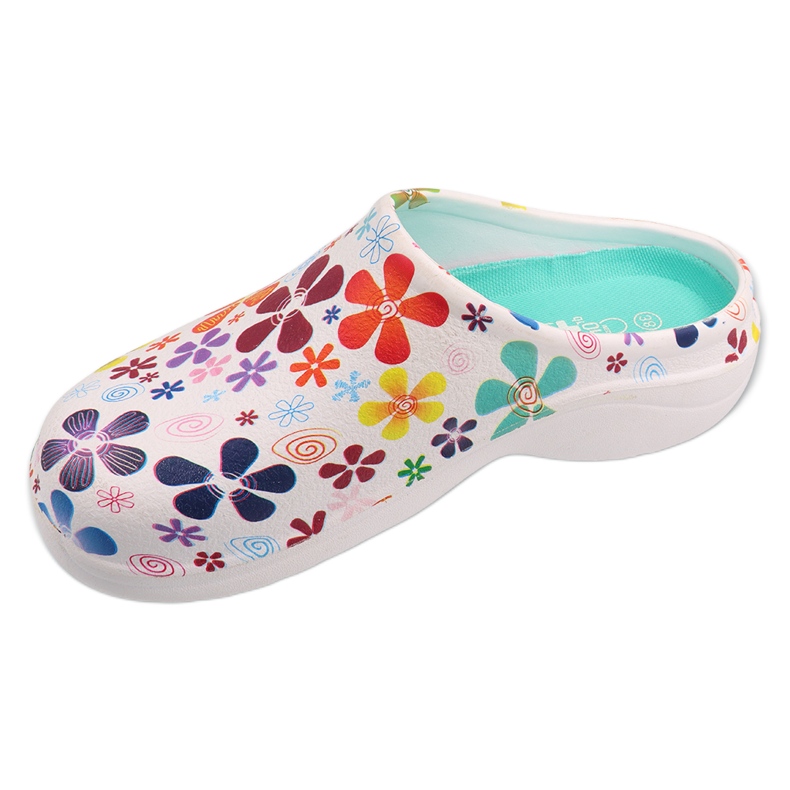 Dr.orto Befado Women's Foam Slippers 54D110 med blommor vit 1