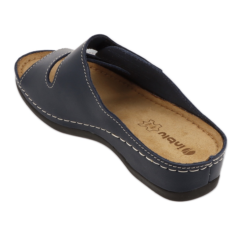 Inblu, kvinnors läderflip -flops 158d001 marinblå 2