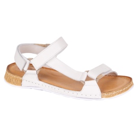 Olivier Kvinnors sandaler barfota-vänliga läder, bred, lätt vit 3