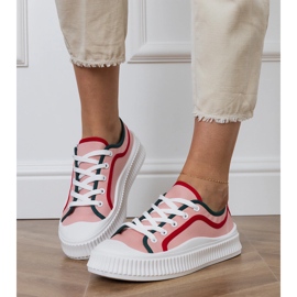 Rosa kvinnors sneakers på plattformen 4