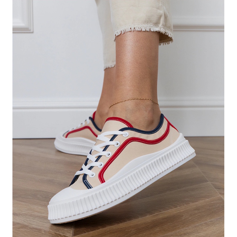 Beige plattformssneakers för kvinnor 2