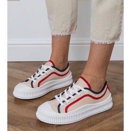 Beige plattformssneakers för kvinnor 3