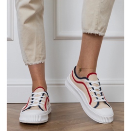 Beige plattformssneakers för kvinnor 4