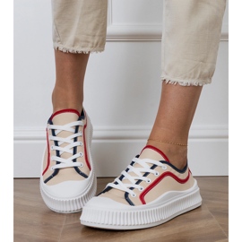 Beige plattformssneakers för kvinnor 5