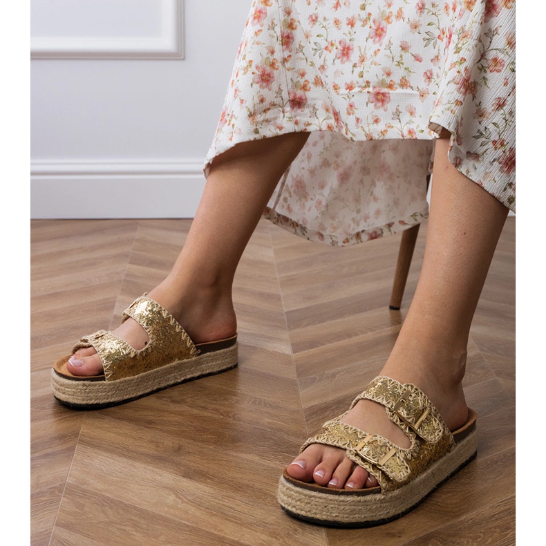 Golden Slippers Espadrilles med spännen gyllene 1