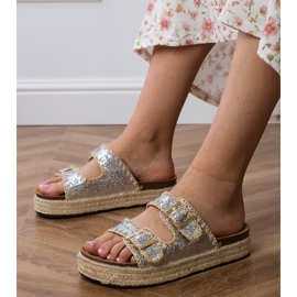 Silver Glitter Espadrilles med spännen 1