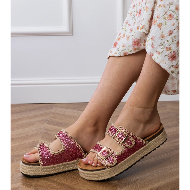 Rosa espadrilles glitter med spännen 2