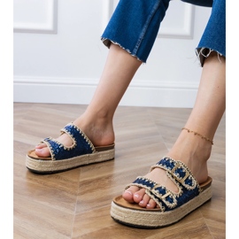 Marinblå glitter espadrilles med spännen 1