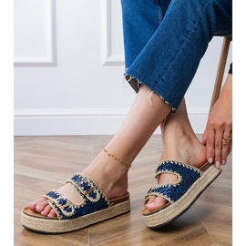 Marinblå glitter espadrilles med spännen 2